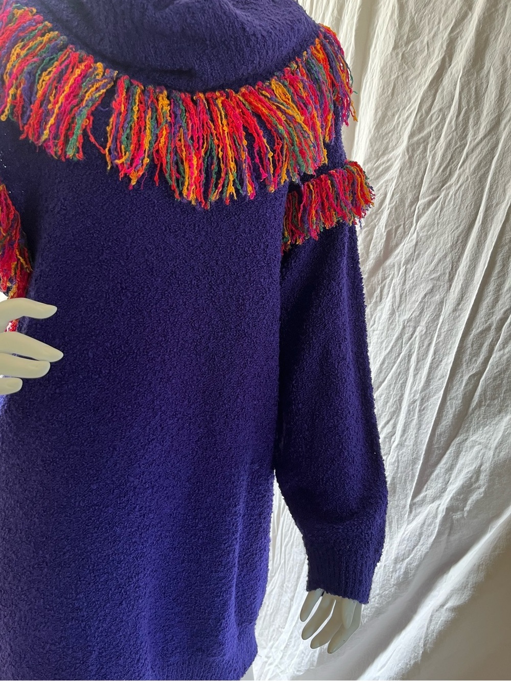 Simon Chang Vintage Royal Purple Statement Bouclé Sweater Dress - Picture 2 of 10